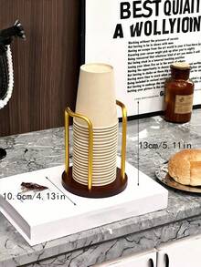 1 pieza Soporte de madera multifuncional para tazas y vasos, organizador y estante de almacenamiento para tazas de café y té, color marrón rústico, antideslizante, para mostrador de cocina, estación de café, decoración del hogar y uso diario - Multicolor - Ver 23