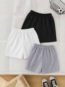 Mirajuku 3pcs/Set Boys' Sports Knit Shorts, Soft & Comfortable Fabric, Suitable For Outings, Photography, Various Occasions, Essential Summer Tween Boys - Multicolor - View 2