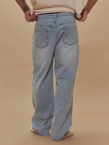 Straight Leg Washed Button Fastening Denim Trouser Jeans Spring Summer Essentials Holiday - Blue - View 4