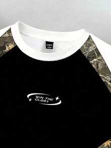 Manfinity Joysei Men's Fashionable Leaf Pattern T-Shirt, Suitable For Summer Outdoor Wear - Black - View 4