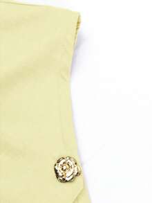 Franclia Blusa de mujer talla grande con decoración de hebilla metálica en hombro asimétrico y sexy en forma de S, top romántico para primavera/verano, adecuado para el Día de San Valentín - Amarillo claro - Ver 3