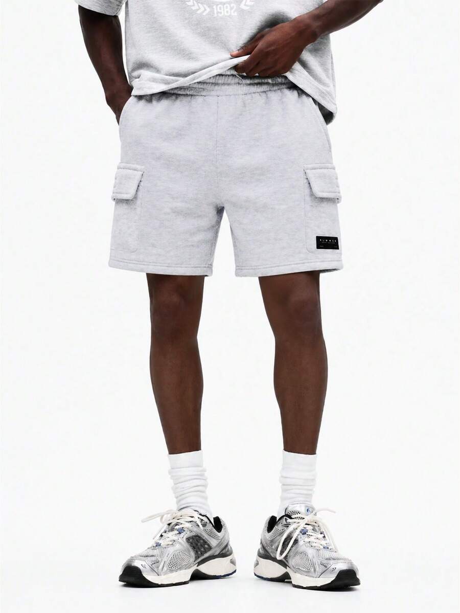 SUMWON Heathered Grey Cargo Shorts Side Pockets Relaxed Fit Casual Summer Bottoms - Light Grey - View 1