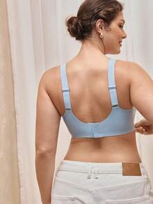Bralution Nahtloser, weicher, bügelloser Push-up-BH mit Gelstreifen für Damen Große Größen - Blau - Übersicht 3