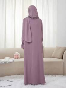 Al Najma Đầm nữ thanh lịch, tối giản, tay bồng, dáng rộng, thích hợp cho tiệc tùng. - Bụi hồng - Xem 2