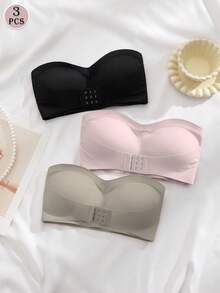SHEIN 3pcs/Set Colorful Women's Front Closure Padded Bra Underwear Set - Multicolor - View 2