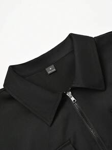 STYNVO Men's Comfortable Twill Fabric Short Sleeve Zip-Up Shirt And Drawstring Elastic Waist Shorts, Suitable For Casual Vacation, Hangout With Friends, Party, Office, Business, Especially Suitable For Spring And Summer - Black - View 5