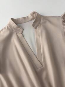 GlowEve All Pastal Summer Elegant Sexy Tea Party Golf, Collared Puff Sleeve Contrast Ruffle Textured Fabric Short Sleeve Dress, Daily Wear, Weddings, Gala - Apricot - View 5