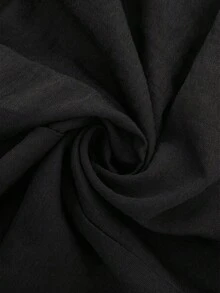 Elaquor 大码女式纯色交叉V领侧打结休闲连衣裙 - 黑色 - 查看 8