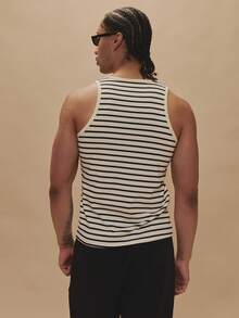 Tight Fitted Contrast Stripe Hardwear Buckle Shoulder Detailing Vest Tank Top Spring Summer Essentials Holiday Beach - Black and White - View 2