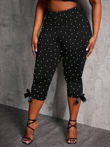 SHEIN Yoga Sxy Quần legging đen cỡ lớn in họa tiết chấm bi cổ điển dành cho nữ, thích hợp cho các lễ hội âm nhạc, kỳ nghỉ và tiệc tùng. - màu đen - Xem 4