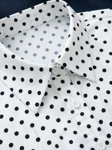 SHEIN Franclia Polka Dot Short Sleeve Casual Elegant Front Button 2 Pieces Set, Summer - Multicolor - View 6