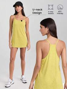 WanderVale Camiseta de tirantes de unicolor casual para el verano - Amarillo - Ver 4