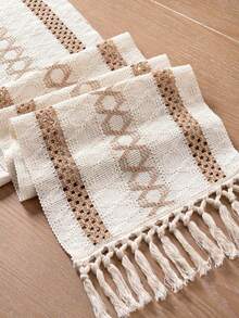 Boho Table Runner Macrame Table Runners For Home Decor ,Cream & Brown Macrame Table Runner With Tassels For Boho Dining Bedroom Decor Rustic Bridal Shower,Farmhouse Rustic Table Runner,Place Mat,Thanksgiving Christmas Home Decor (Multiple Sizes Available) - color matching twist - View 13
