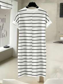 Resyla Women's Casual Striped Mid-Length Dress, Summer - Multicolor - View 2