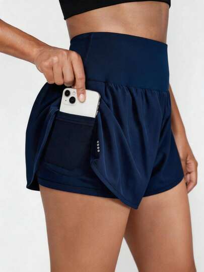 Voyena Pantalones cortos casuales de unicolor para mujer de talla grande con bolsillos, versátiles para uso diario y deportes