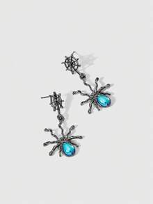 ROMWE Goth 甜美清风迪亚布罗蜘蛛耳环 月光石耳环 - 黑色 - 查看 3