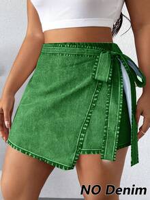SHEIN Elenzya Quần short mùa hè dáng rộng, thoải mái, có dây rút. - màu xanh lá - Xem 6