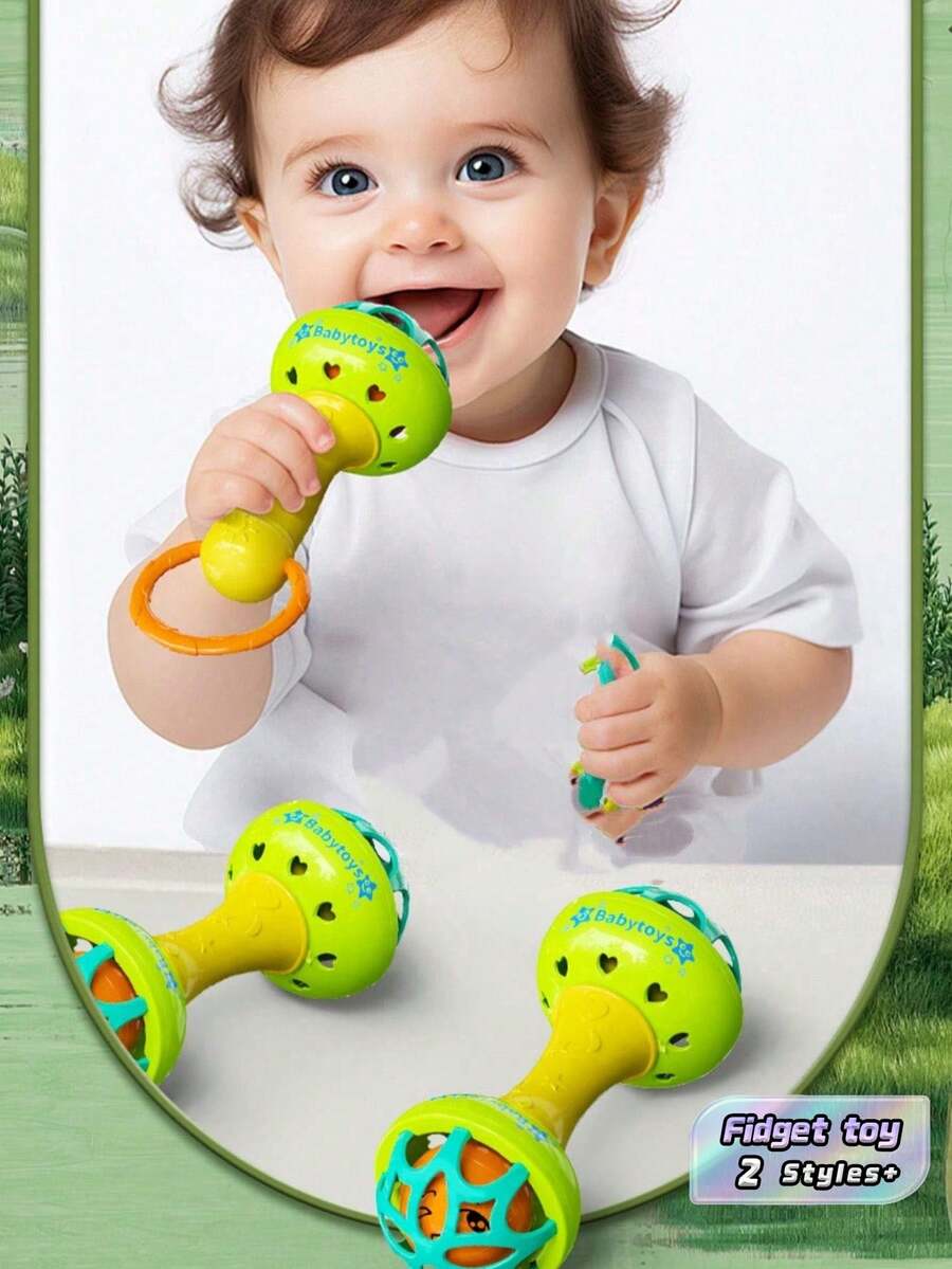 1PC Single Head Double Head Dinosaur Rattle Toy Baby Infant Teething Shaker Sensory Learning Toy Free Developmental Gift - Multicolor - View 1
