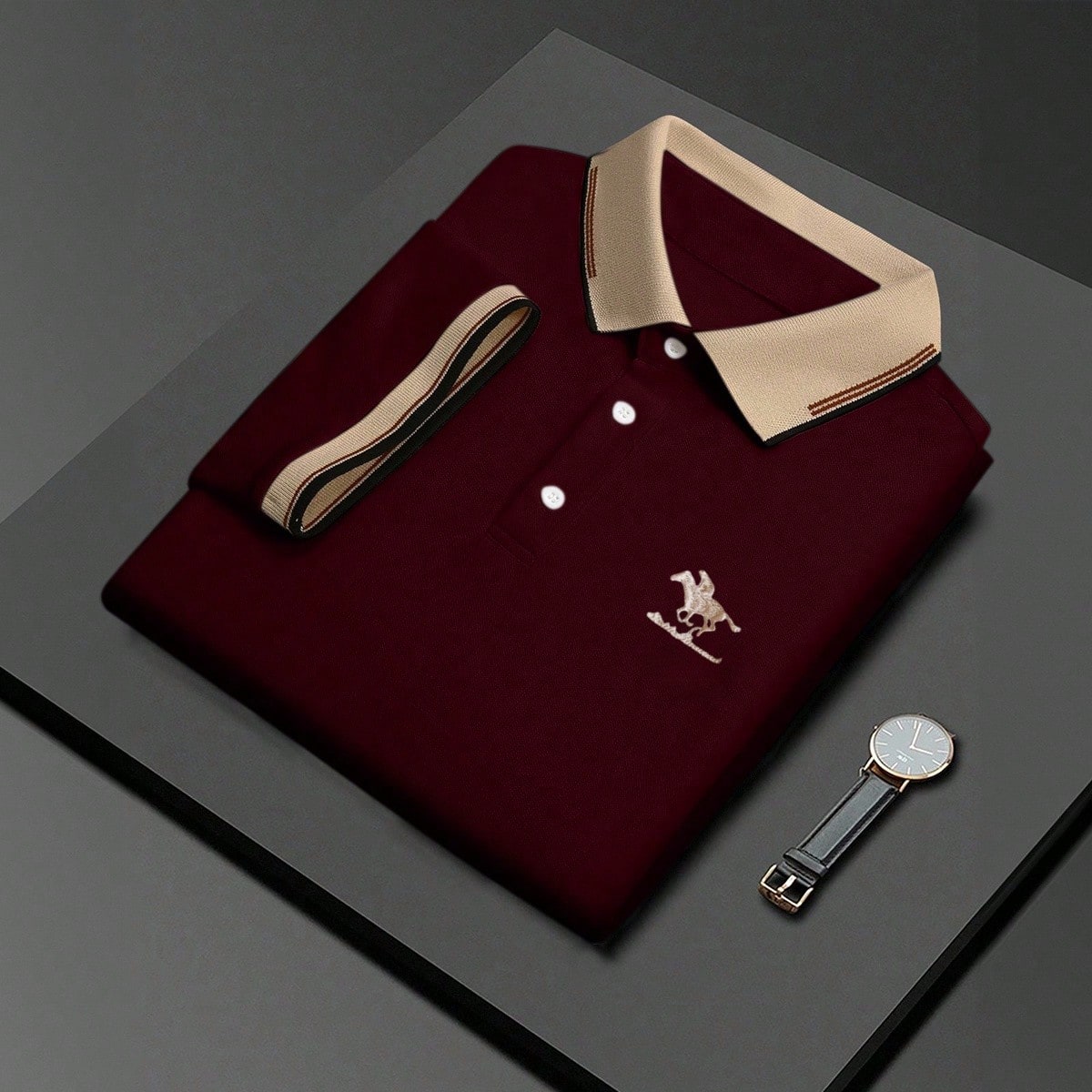 Camisa Polo Formal Casual de Manga Corta con Bordado de Punto Piqué para Hombres Talla Grande, Ceremonia