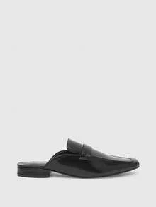 CUCCOO BIZCHIC Zapatos planos de mujer, de material de PU negro, con punta, para ir y venir, cómodos, para interiores, oficina, calle, fiesta, viaje, vacaciones, todo el año, adecuados para vestidos, vaqueros, shorts - Negro - Ver 7