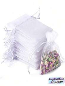 50 PCS Organza Gift Bags With Drawstring - Elegant Mesh Favor Pouches For Wedding Favors, Bridal Shower, Party Decorations, Jewelry Packaging Holiday Gift Wrapping Supplies - White - View 2