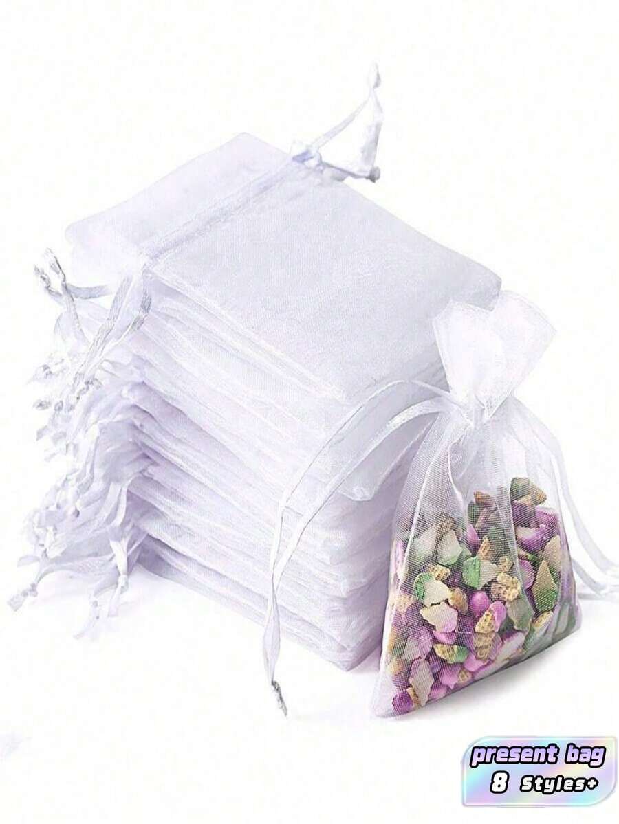 50 PCS Organza Gift Bags With Drawstring - Elegant Mesh Favor Pouches For Wedding Favors, Bridal Shower, Party Decorations, Jewelry Packaging Holiday Gift Wrapping Supplies