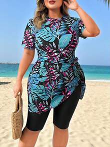 SHEIN Swim Mulvari Áo tắm Burkini in họa tiết ngẫu nhiên dành cho nữ cỡ lớn - Nhiều màu - Xem 3