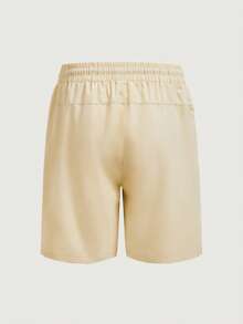 Courvante Herren Khaki Kordelzug Taille Lässig Shorts, gewebte Tennis Sport mit Reißverschluss Taschen, Seitenschlitz Sommer Golf Strand - Khaki - Übersicht 4