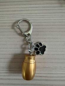 A Pet Urn Keychain, Suitable For Dog Ashes, Made Of Stainless Steel, Compact And Portable, Available In 4 Colors, A Commemorative Accessory For Pet Cremation, Featuring A Paw Print Pendant - Multicolor - View 8