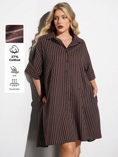 Maija Đầm tay ngắn in họa tiết cỡ lớn