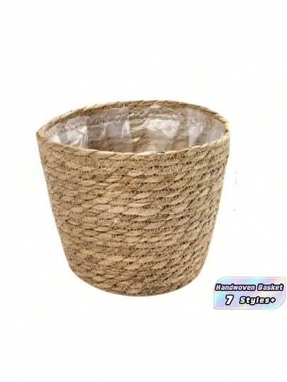 1 PC Handwoven Natural Rattan Seagrass Breathable Rustproof Woven Plant Basket Flower Pot Holder For Indoor Outdoor Garden Patio Home Decor Planter Baskets Decorative Boho Rustic