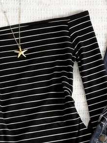 Camiseta de manga larga con hombros descubiertos, estilo minimalista y de moda, regalo para amigos - Multicolor 2 - Ver 3