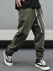 Manfinity Hypemode Jeans casuales con cintura con cordón y pierna entallada con bolsillos para hombre - Multicolor - Ver 3