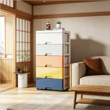 1 pieza Gabinete de almacenamiento moderno y multifuncional de plástico, de color blanco rectangular, perfecto para almacenar juguetes, ropa, organización del hogar, organizador de almacenamiento de juguetes debajo de la cama - Multicolor - Ver 2