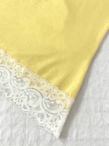 IslaSuriya Kamisol Slim Fit Serbaguna untuk Musim Panas Wanita dengan Motif Renda dan Patchwork - Kuning - View 5