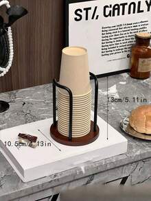 1 pieza Soporte de madera multifuncional para tazas y vasos, organizador y estante de almacenamiento para tazas de café y té, color marrón rústico, antideslizante, para mostrador de cocina, estación de café, decoración del hogar y uso diario - Multicolor - Ver 22
