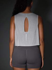 OutZeal Atasan Olahraga Wanita untuk Gym, Yoga, Latihan, Musim Panas, Campuran Wol, Menyerap Keringat, Atasan Aktif. - Grey - View 8