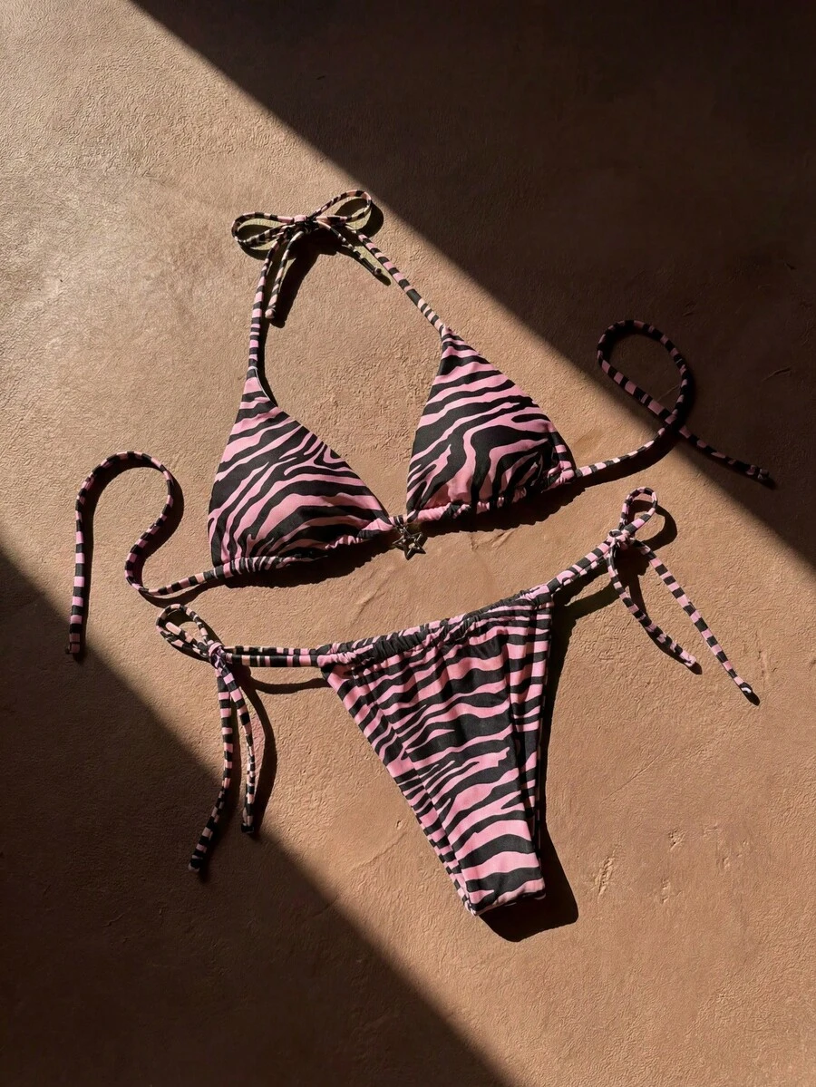 Bộ bikini họa tiết động vật dành cho nữ, thích hợp cho kỳ nghỉ biển. - Nhiều màu - Xem 1