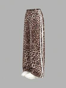 SHEIN Girlism Tween Girl Casual Street Fashion White T-Shirt With Leopard Print Bow Design & Leopard Print Pants Set - White - View 8