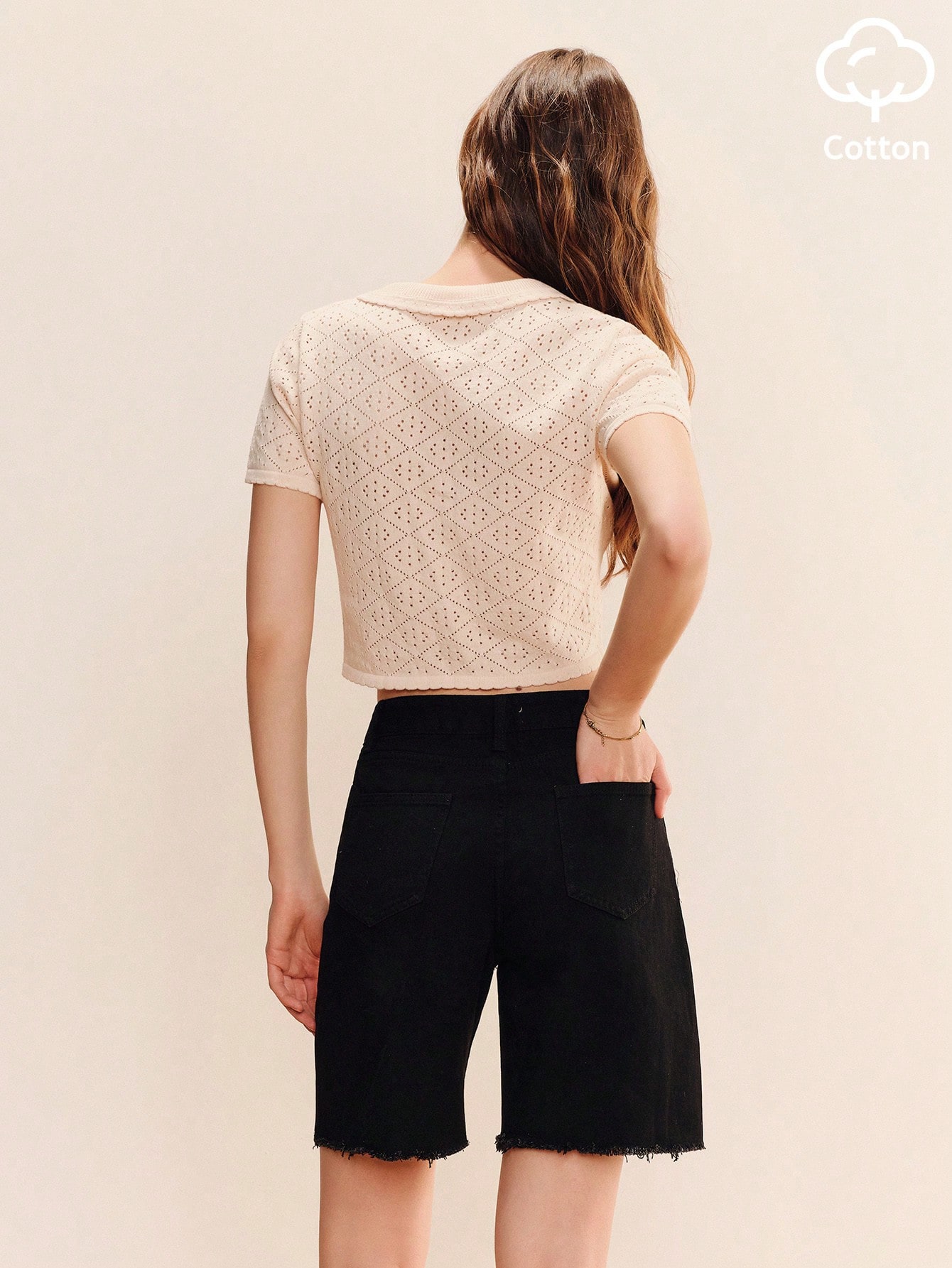 Cream Crochet Knit Short Sleeve Button Front Top With Oversized Collar Boho Vintage Spring Summer Holiday Top Summer Cotton Top French Style Vintage Top