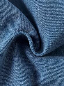 Quần jean denim thường ngày cho bé gái tuổi teen, thiết kế tối giản đa năng theo xu hướng thời trang mùa mới với túi trước và chi tiết rách, màu xanh nhạt, ống loe co giãn. - Màu xanh lam - Xem 7