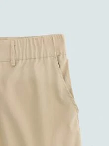 Modcrash Quần short kaki nam kiểu cargo, nhiều túi, ống thẳng, phong cách đường phố. - Màu Khaki - Xem 4