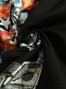 ROMWE MEN Street Life Kaos Lengan Pendek Pria dengan Motif Kancing - Hitam - View 4