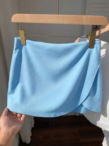 Comfortcana Women's Solid Color Wrap Skorts, Summer - Blue - View 5