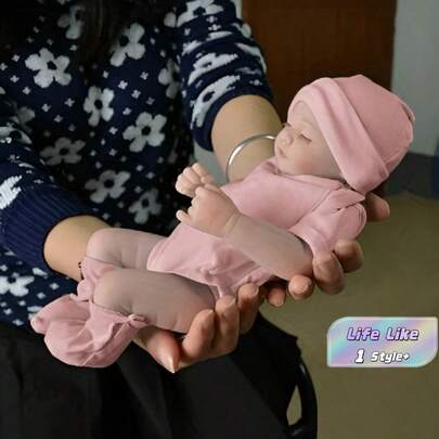1 PIEZA Muñeca bebé recién nacido realista y suave - Muñeca bebé reborn de vinilo durmiente con conjunto de ropa - Regalo perfecto para niños pequeños y niños - Accesorios realistas de cochecito de muñeca - Idea de regalo para baby shower