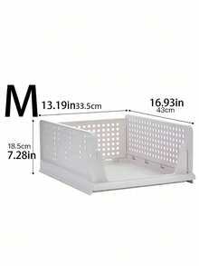 1PC Foldable Stackable Storage Basket Drawer Organizer Box For Closet Clothing Dresser Shelf Rack Bedroom Kitchen Desktop Snack Display Holder Collapsible Bin Container For Home Organization Wardrobe Tidy - White - View 12