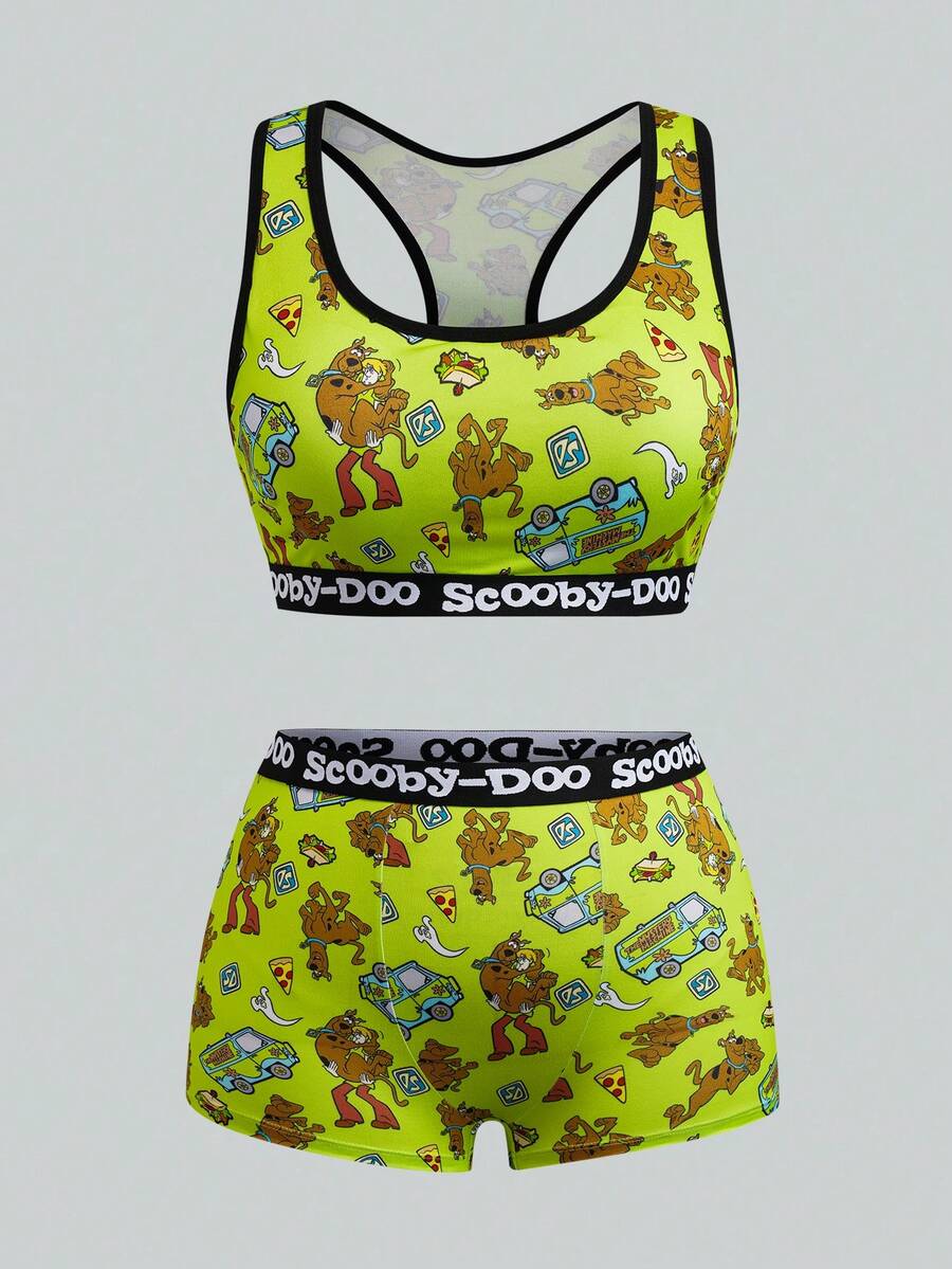 SCOOBY-DOO X SHEIN Plus Size Women's Lingerie Set, Co-Branded - Green - View 1