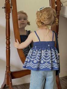 LMoss Kids Baby Girl Vacation Casual Floral Print Camisole Top - Multicolor - View 2