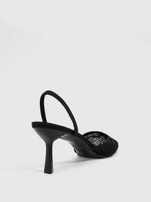 CUCCOO SZL Women's Embroidered Mesh Design Pointed Toe Asymmetric Heel High Heels, Romantic Elegant Stylish Mesh Pumps With Exposed Heel For Formal Occasions, Dates, Afternoon Tea, Weddings, Parties, Valentine's Day Spring Shoes - Black F - View 3