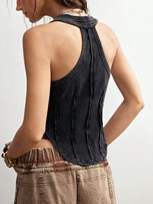 Bohemela Áo vest dệt kim màu trơn dáng thường ngày dành cho nữ - màu đen - Xem 9